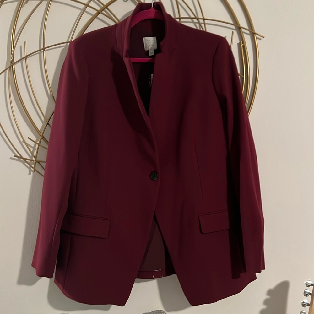 Hatch x J. Crew long maroon blazer